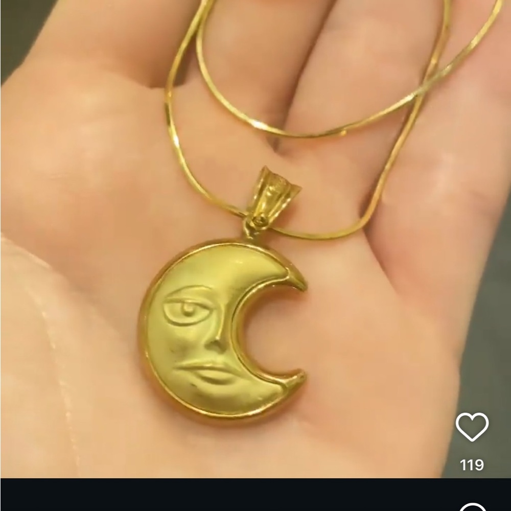 Gold Moon Pendant Necklace